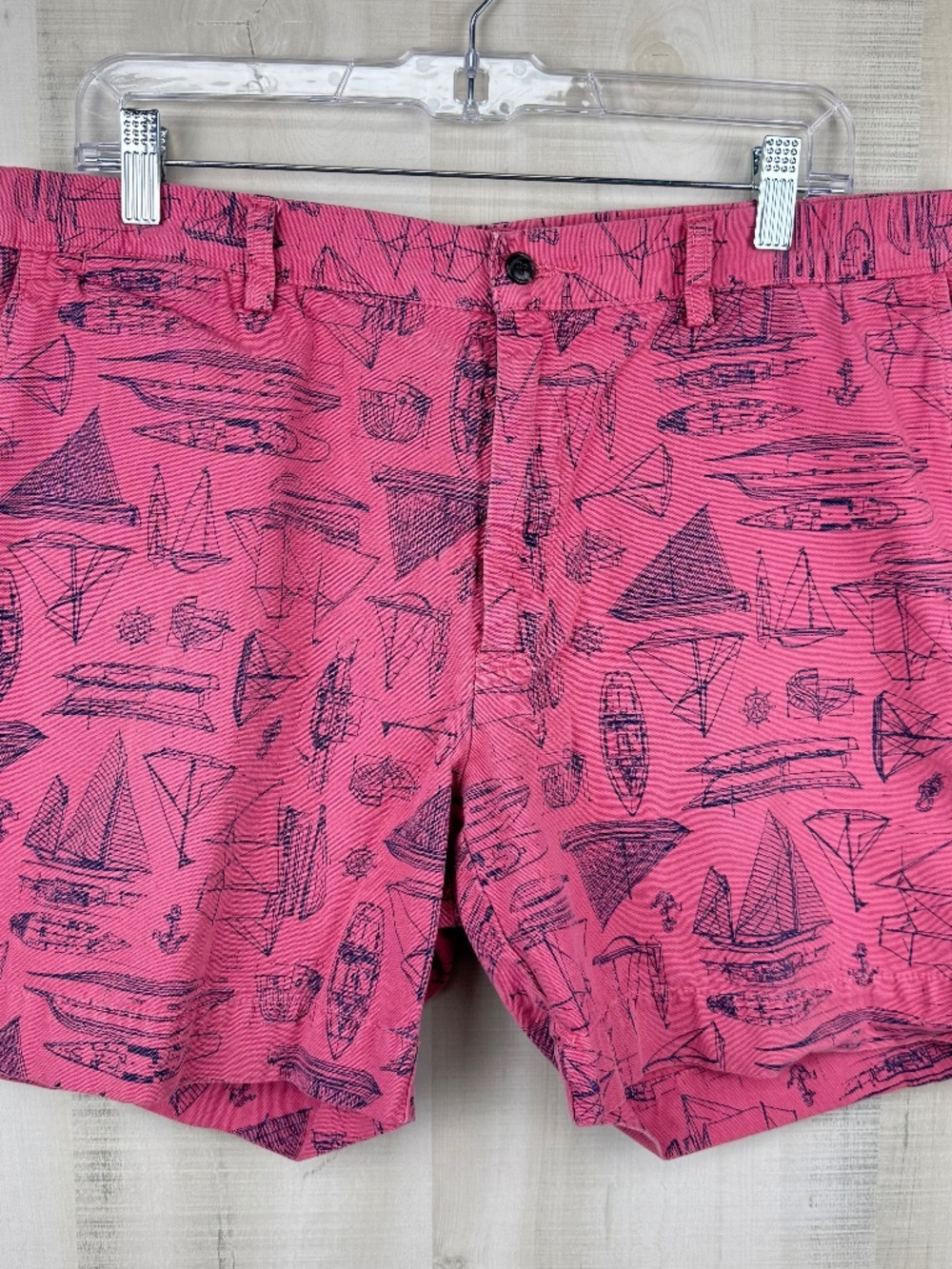 Polo Ralph Lauren Men’s Flat Front Chino Shorts Faded Red Blue Boats 36 x 6
